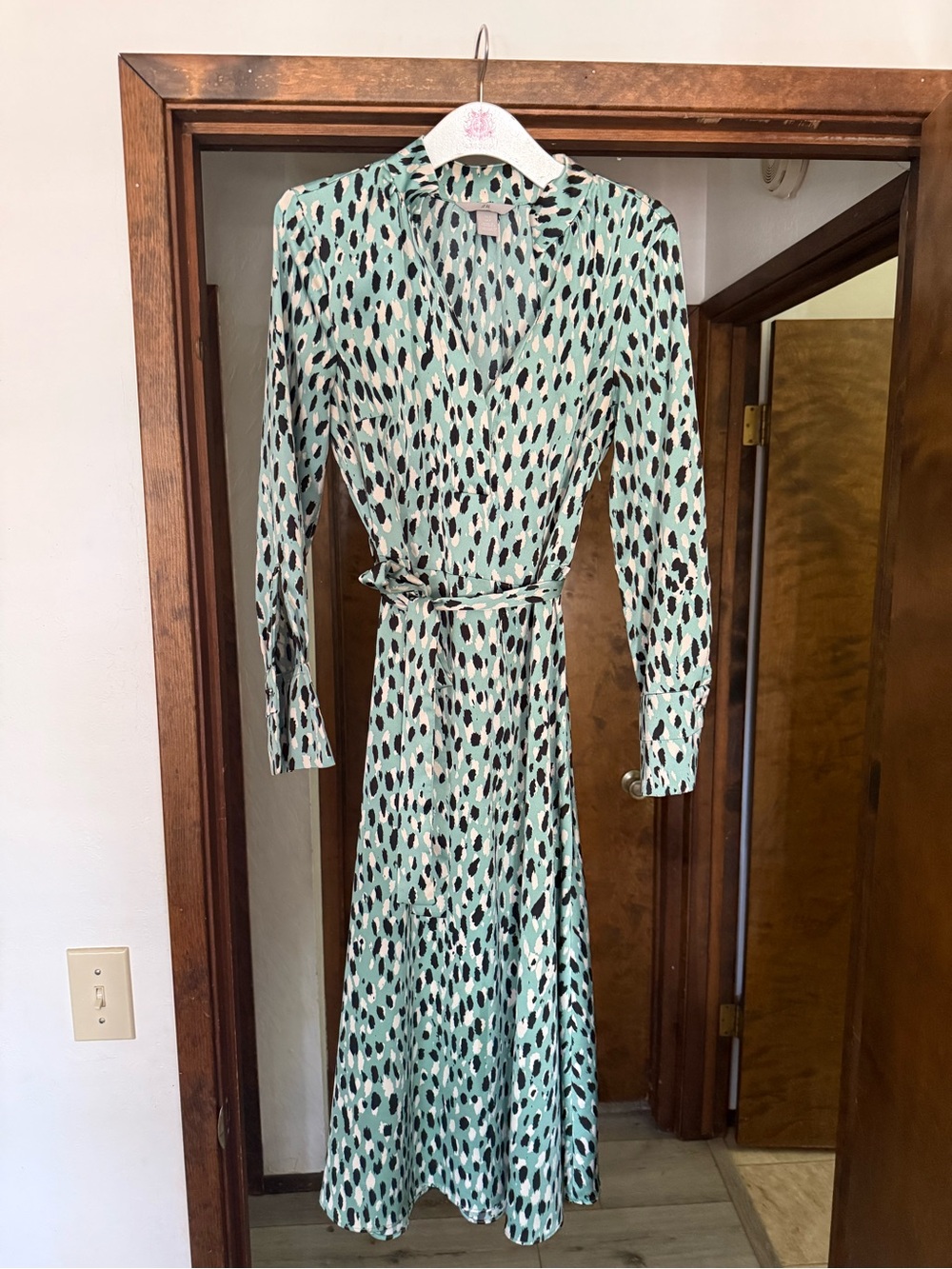 H&M Mint Green Animal-Print Wrap Maxi Dress - Picture 5 of 5
